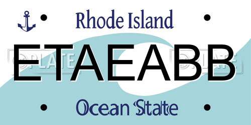 ETAEABB Rhode Island License Plate