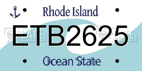 ETB2625 Rhode Island License Plate