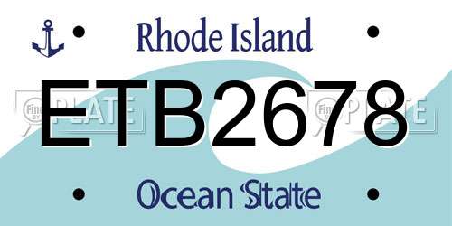 ETB2678 Rhode Island License Plate