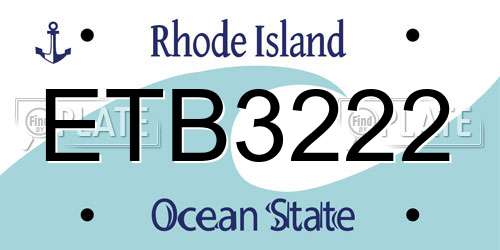 ETB3222 Rhode Island License Plate