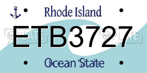 ETB3727 Rhode Island License Plate
