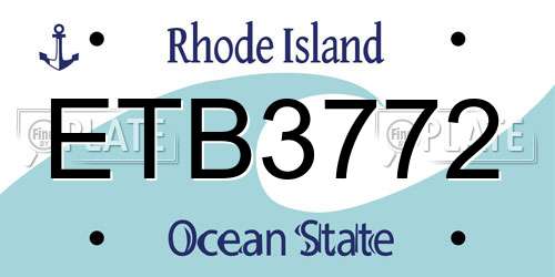 ETB3772 Rhode Island License Plate