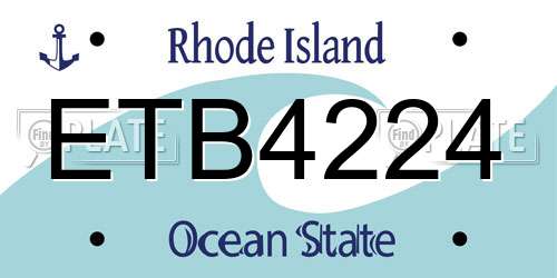 ETB4224 Rhode Island License Plate