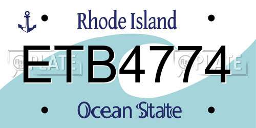 ETB4774 Rhode Island License Plate