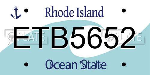 ETB5652 Rhode Island License Plate