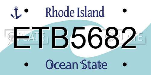ETB5682 Rhode Island License Plate