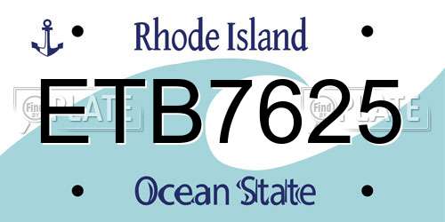 ETB7625 Rhode Island License Plate