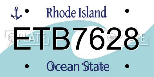 ETB7628 Rhode Island License Plate