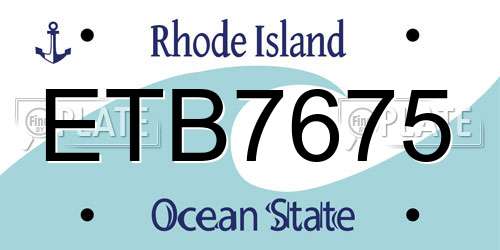 ETB7675 Rhode Island License Plate