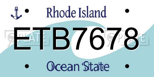 ETB7678 Rhode Island License Plate