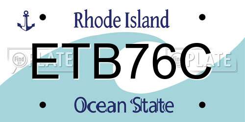 ETB76C Rhode Island License Plate