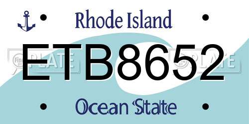 ETB8652 Rhode Island License Plate