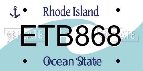 ETB868 Rhode Island License Plate