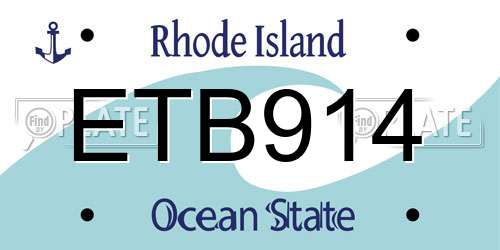 ETB914 Rhode Island License Plate