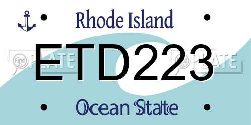 ETD223 Rhode Island License Plate