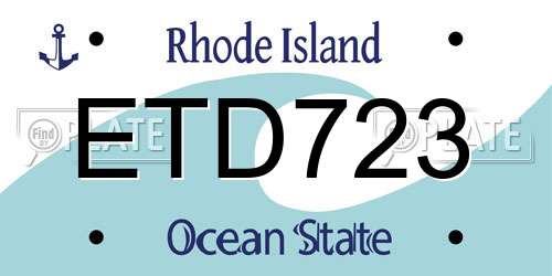 ETD723 Rhode Island License Plate