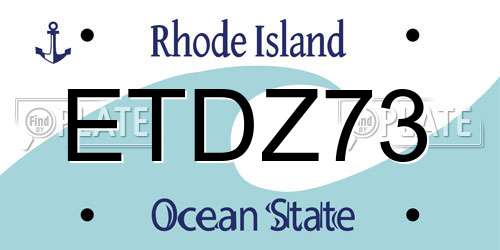 ETDZ73 Rhode Island License Plate