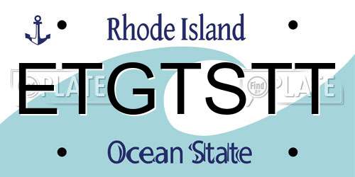 ETGTSTT Rhode Island License Plate