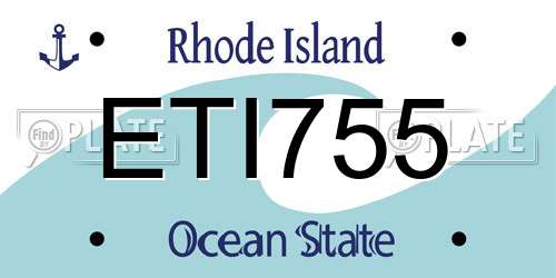 ETI755 Rhode Island License Plate