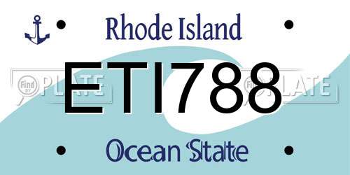 ETI788 Rhode Island License Plate