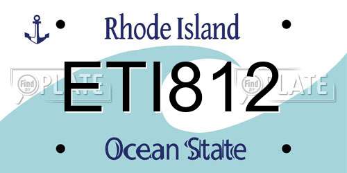 ETI812 Rhode Island License Plate