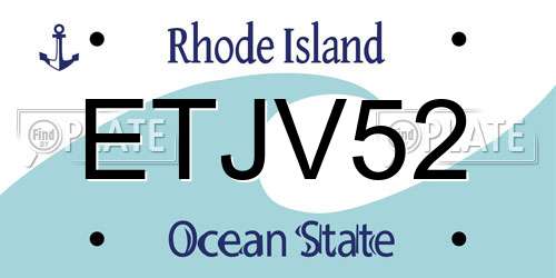 ETJV52 Rhode Island License Plate