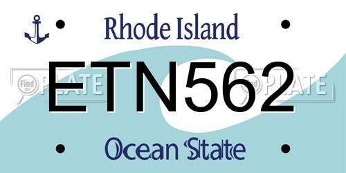 ETN562 Rhode Island License Plate