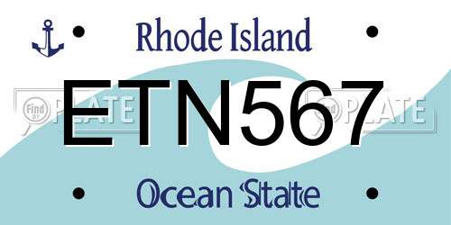 ETN567 Rhode Island License Plate