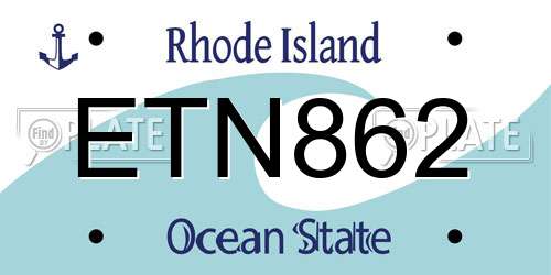 ETN862 Rhode Island License Plate