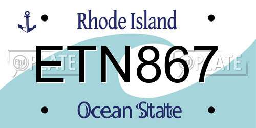 ETN867 Rhode Island License Plate