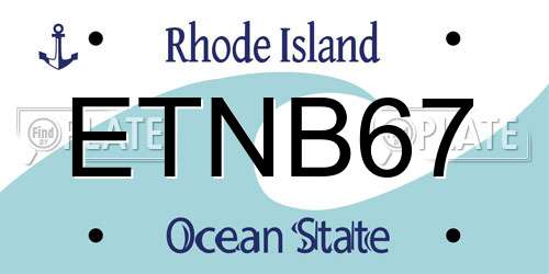 ETNB67 Rhode Island License Plate