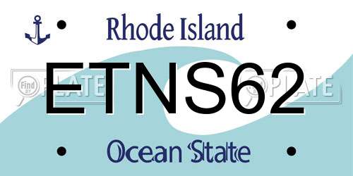 ETNS62 Rhode Island License Plate