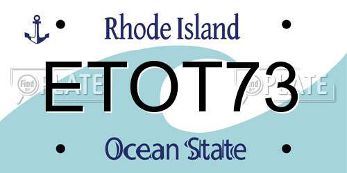 ETOT73 Rhode Island License Plate