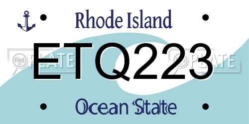 ETQ223 Rhode Island License Plate