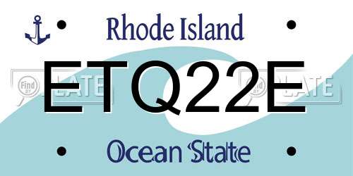 ETQ22E Rhode Island License Plate