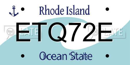 ETQ72E Rhode Island License Plate