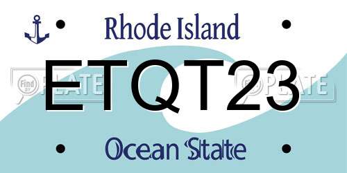 ETQT23 Rhode Island License Plate