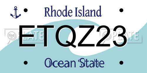 ETQZ23 Rhode Island License Plate