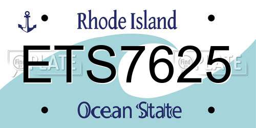 ETS7625 Rhode Island License Plate