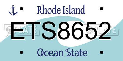 ETS8652 Rhode Island License Plate