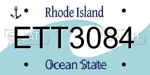 ETT3084 Rhode Island License Plate