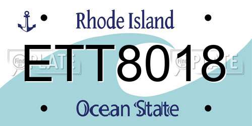 ETT8018 Rhode Island License Plate