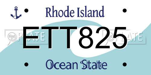 ETT825 Rhode Island License Plate