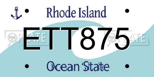 ETT875 Rhode Island License Plate
