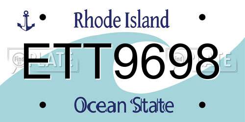 ETT9698 Rhode Island License Plate