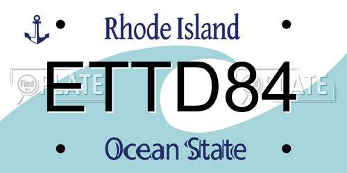 ETTD84 Rhode Island License Plate