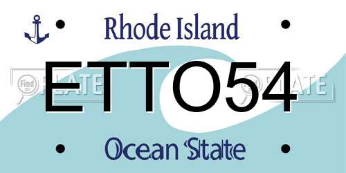 ETTO54 Rhode Island License Plate