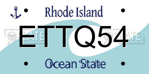 ETTQ54 Rhode Island License Plate