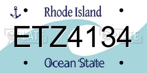 ETZ4134 Rhode Island License Plate
