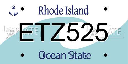 ETZ525 Rhode Island License Plate